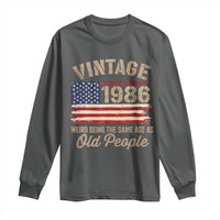 40th Birthday Long Sleeve Shirt Vintage 1986 Weird Being the Same Age as Old People USA Flag