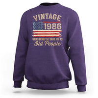 40th Birthday Sweatshirt Vintage 1986 Weird Being the Same Age as Old People USA Flag