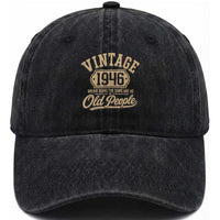 80th Birthday Washed Cotton Baseball Cap Vintage 1946 80 Year Old Gift Weird Being the Same Age as Old People
