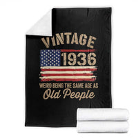 90th Birthday Throw Blanket Vintage 1936 Weird Being the Same Age as Old People USA Flag