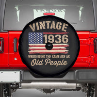 90th Birthday Spare Tire Cover Vintage 1936 Weird Being the Same Age as Old People USA Flag