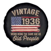 90th Birthday Spare Tire Cover Vintage 1936 Weird Being the Same Age as Old People USA Flag
