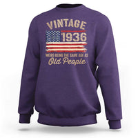 90th Birthday Sweatshirt Vintage 1936 Weird Being the Same Age as Old People USA Flag