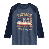70th Birthday Raglan Shirt Vintage 1956 Weird Being the Same Age as Old People USA Flag