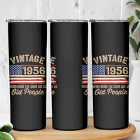 70th Birthday Skinny Tumbler Vintage 1956 Weird Being the Same Age as Old People USA Flag