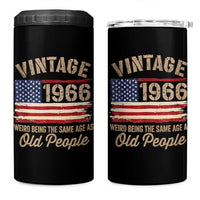 60th Birthday 4 in 1 Can Cooler Tumbler Vintage 1966 Weird Being the Same Age as Old People USA Flag