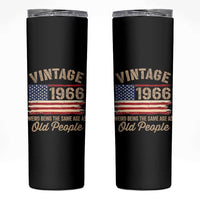 60th Birthday Skinny Tumbler Vintage 1966 Weird Being the Same Age as Old People USA Flag