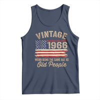 60th Birthday Tank Top Vintage 1966 Weird Being the Same Age as Old People USA Flag