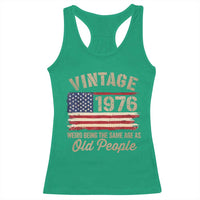 50th Birthday Racerback Tank Top Vintage 1976 Weird Being the Same Age as Old People USA Flag
