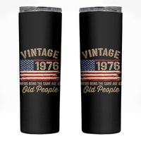 50th Birthday Skinny Tumbler Vintage 1976 Weird Being the Same Age as Old People USA Flag