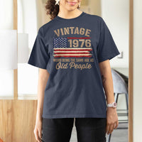 50th Birthday T Shirt For Women Vintage 1976 Weird Being the Same Age as Old People USA Flag