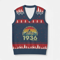 90th Birthday V-Neck Knit Sweater Vest Vintage 1936 Weird Being the Same Age as Old People 90 Year Old Gift