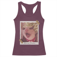 Meowy Christmas Racerback Tank Top Funny Cat Lovers Xmas Vintage Photo - Wonder Print Shop