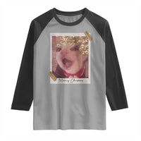 Meowy Christmas Raglan Shirt Funny Cat Lovers Xmas Vintage Photo - Wonder Print Shop