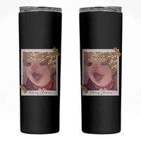 Meowy Christmas Skinny Tumbler Funny Cat Lovers Xmas Vintage Photo - Wonder Print Shop