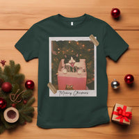 Meowy Christmas T Shirt Cute Cat Lovers Xmas Retro Vintage Photo - Wonder Print Shop