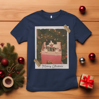 Meowy Christmas T Shirt Cute Cat Lovers Xmas Retro Vintage Photo - Wonder Print Shop