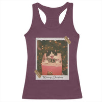 Meowy Christmas Racerback Tank Top Cute Cat Lovers Xmas Retro Vintage Photo - Wonder Print Shop