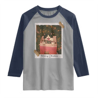 Meowy Christmas Raglan Shirt Cute Cat Lovers Xmas Retro Vintage Photo - Wonder Print Shop