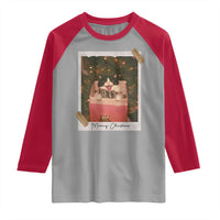 Meowy Christmas Raglan Shirt Cute Cat Lovers Xmas Retro Vintage Photo - Wonder Print Shop