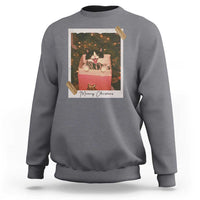 Meowy Christmas Sweatshirt Cute Cat Lovers Xmas Retro Vintage Photo - Wonder Print Shop