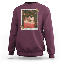 Meowy Christmas Sweatshirt Cute Cat Lovers Xmas Retro Vintage Photo - Wonder Print Shop