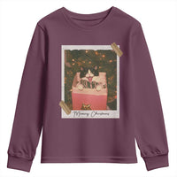 Meowy Christmas Youth Sweatshirt Cute Cat Lovers Xmas Retro Vintage Photo - Wonder Print Shop