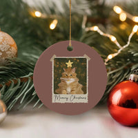 Meowy Christmas Ceramic Ornament Funny Cat Xmas Tree Retro Vintage Photo - Wonder Print Shop