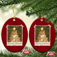 Meowy Christmas Ceramic Ornament Funny Cat Xmas Tree Retro Vintage Photo - Wonder Print Shop