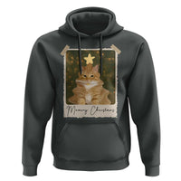 Meowy Christmas Hoodie Funny Cat Xmas Tree Retro Vintage Photo - Wonder Print Shop