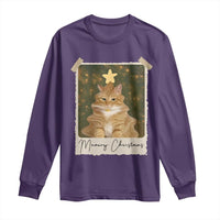 Meowy Christmas Long Sleeve Shirt Funny Cat Xmas Tree Retro Vintage Photo - Wonder Print Shop