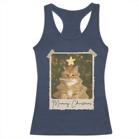 Meowy Christmas Racerback Tank Top Funny Cat Xmas Tree Retro Vintage Photo - Wonder Print Shop
