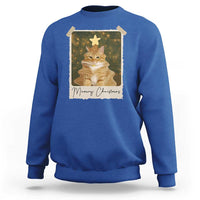 Meowy Christmas Sweatshirt Funny Cat Xmas Tree Retro Vintage Photo - Wonder Print Shop