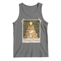 Meowy Christmas Tank Top Funny Cat Xmas Tree Retro Vintage Photo - Wonder Print Shop