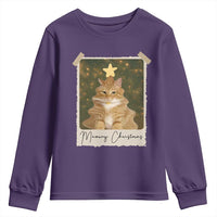 Meowy Christmas Youth Sweatshirt Funny Cat Xmas Tree Retro Vintage Photo - Wonder Print Shop