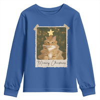 Meowy Christmas Youth Sweatshirt Funny Cat Xmas Tree Retro Vintage Photo - Wonder Print Shop