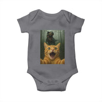 Cat Selfie With Dinosaur Baby Onesie Funny Cat Gifts - Wonder Print Shop