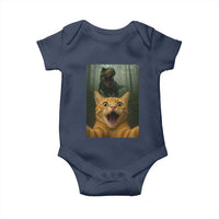 Cat Selfie With Dinosaur Baby Onesie Funny Cat Gifts - Wonder Print Shop