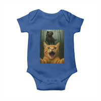 Cat Selfie With Dinosaur Baby Onesie Funny Cat Gifts - Wonder Print Shop