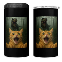 Cat Selfie With Dinosaur 4 in 1 Can Cooler Tumbler Funny Cat Gifts - Wonder Print Shop