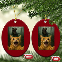 Cat Selfie With Dinosaur Ceramic Ornament Funny Cat Gifts - Wonder Print Shop