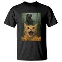 Cat Selfie With Dinosaur T Shirt Funny Cat Gifts - Wonder Print Shop