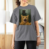 Cat Selfie With Dinosaur T Shirt For Women Funny Cat Gifts - Wonder Print Shop