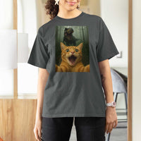 Cat Selfie With Dinosaur T Shirt For Women Funny Cat Gifts - Wonder Print Shop