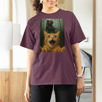 Cat Selfie With Dinosaur T Shirt For Women Funny Cat Gifts - Wonder Print Shop