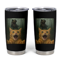 Cat Selfie With Dinosaur Tumbler Cup Funny Cat Gifts - Wonder Print Shop