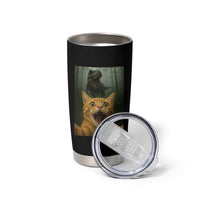 Cat Selfie With Dinosaur Tumbler Cup Funny Cat Gifts - Wonder Print Shop