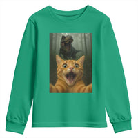 Cat Selfie With Dinosaur Youth Sweatshirt Funny Cat Gifts - Wonder Print Shop
