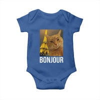 Funny Cat Bonjour Baby Onesie Paris France Eiffel Tower Orange Cat Meme - Wonder Print Shop