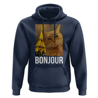 Funny Cat Bonjour Hoodie Paris France Eiffel Tower Orange Cat Meme - Wonder Print Shop